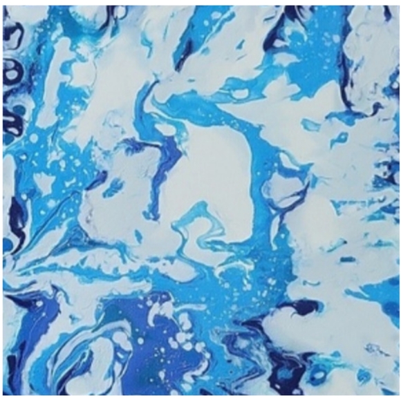 Hand Crafted Other - Hand Crafted Blue and White Abstract Design 12 x 12 Inches Canvas Painting